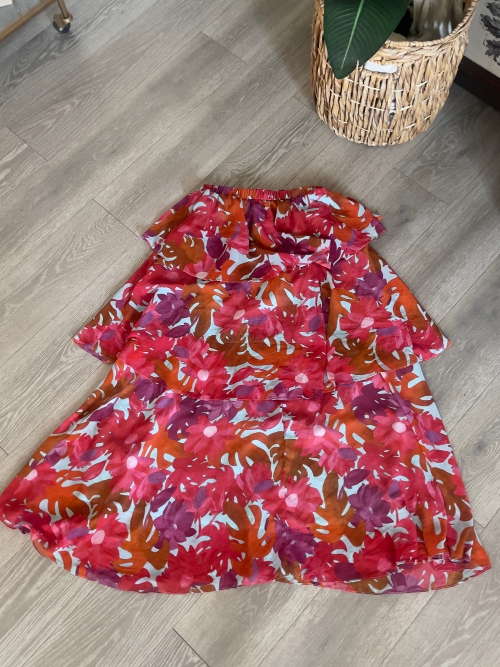 Petal & Pup Floral Tiered Maxi Skirt - Pink, Orange & Purple
